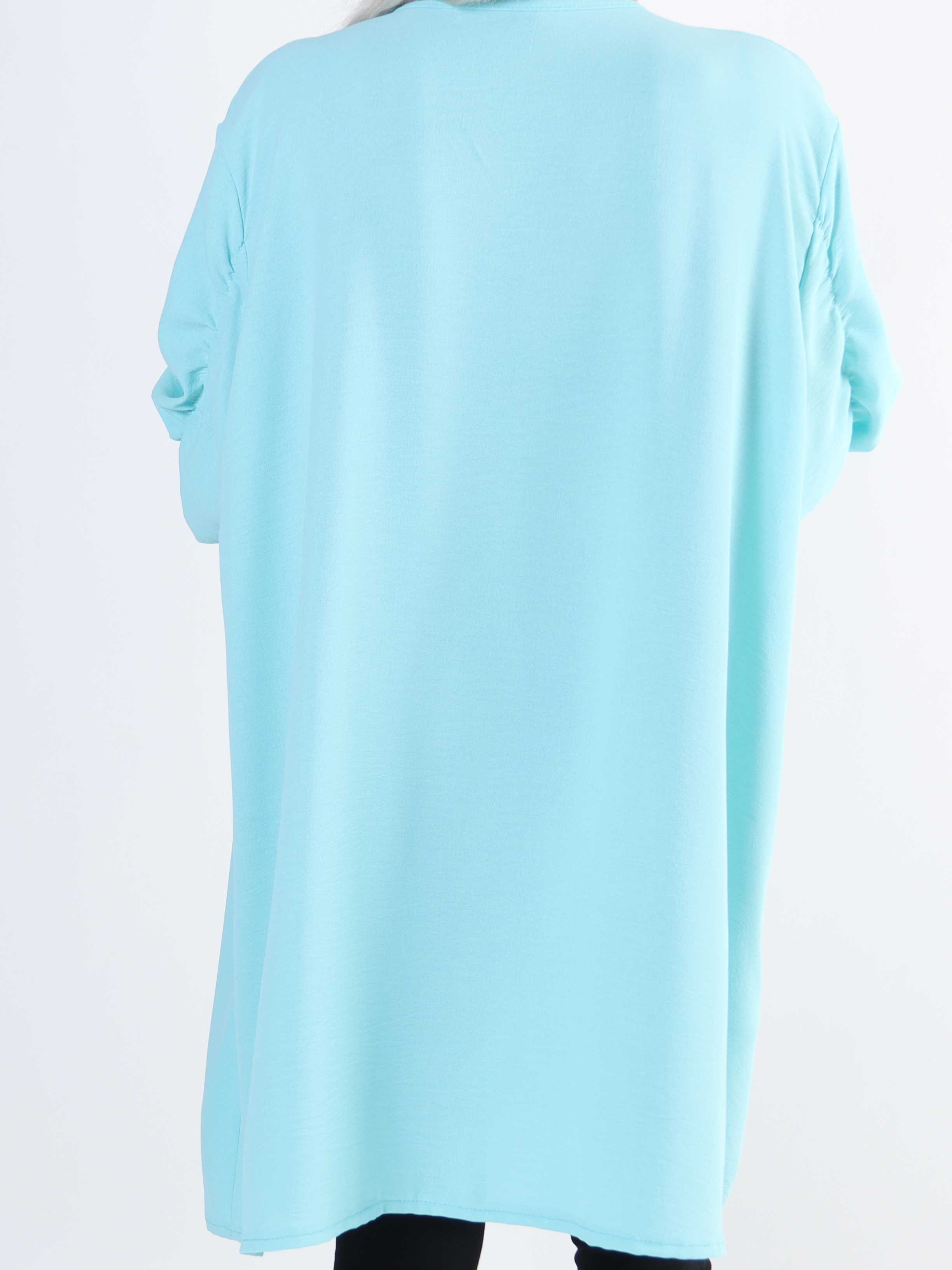 Athena - Lang plus size skjorte med rynk på ærmerne